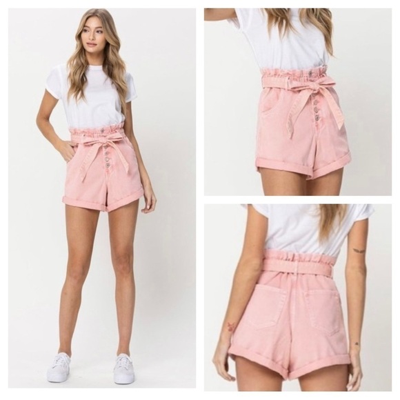 VERVET Super High Rise Self Tie Button Fly Up Mom shorty size XS - Picture 4 of 15